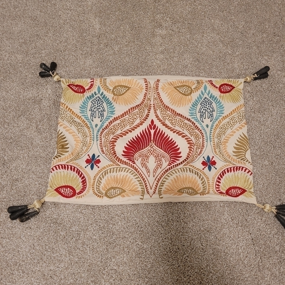 Pier 1 Coloful Embroidered Pillow Case